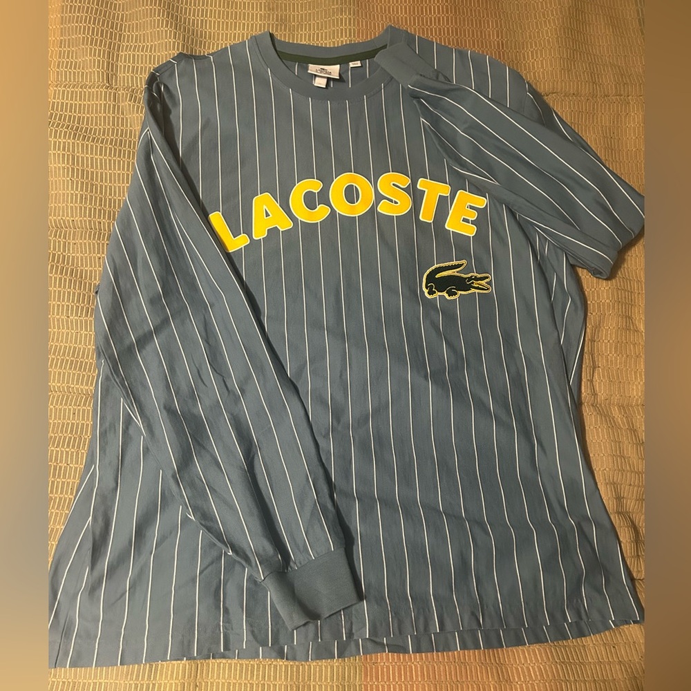 Lacoste Live Blue and White Striped Long Sleeve